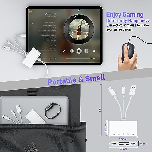 5-in-3 SD Card Reader for iPhone iPad with USB A & Charging Port, Lightning + USB A + USB C to SD Memory Card Reader for iPhone/iPad/Android/MacBook/PC/Tablet/Camera/Hard Disk/Flash Drive