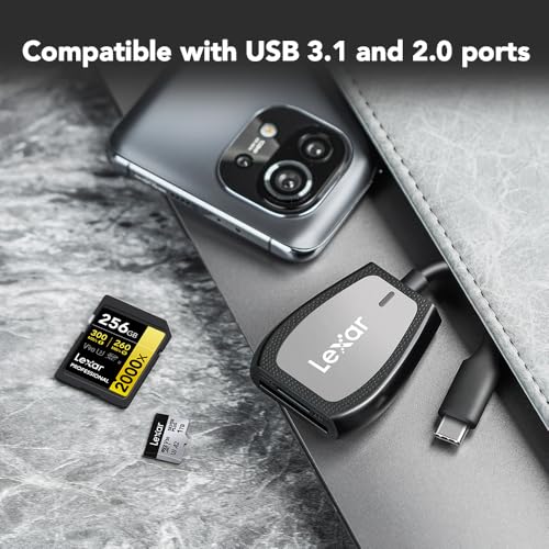 Lexar Dual-Slot SD/Micro SD Card Reader, Up to 312MB/s Read, USB-C | Works w/ USB-C Computers, Compact, LED Activity Indicator, UHS-I Backwards Compatible, LRW470U-RNHNU - style: MicroSD / SD Dual-Slot USB-C