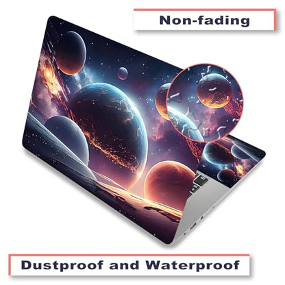 Laptop Decal Sticker Skin Cover, 12" 13.1" 13.3" 14" 15" 15.4" 15.6" Laptop Netbook Vinyl Art Skin Sticker Cover Notebook PC Protector (2 Wrist Pad Included), Removable Reusable, Cosmic Planets - color: Cosmic Planets