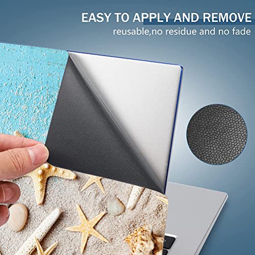 Laptop Skin Sticker Decal,13.3 14 15 15.4 15.6 inch Laptop Universal Vinyl Skin Sticker Cover,Dustproof Waterproof Reusable Art Decal Protector with Free 2 Wrist Pads (Beach and Starfish) - color: Beach and Starfish