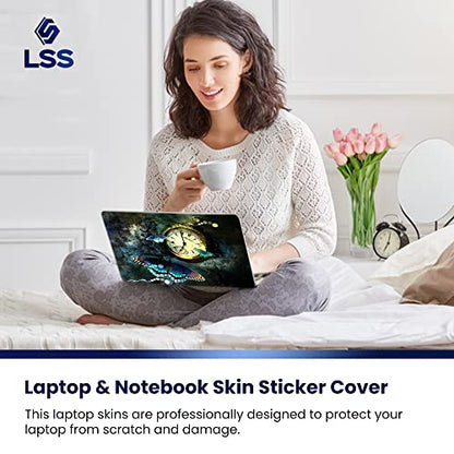 LSS 15 15.6 inch Laptop Notebook Skin Sticker Cover Art Decal Fits 13.3" 14" 15.6" 16" HP Dell Lenovo Apple Asus Acer Compaq (Free 2 Wrist Pad Included) Clock Butterfly - color: Clock Butterfly, size: 13" - 16"