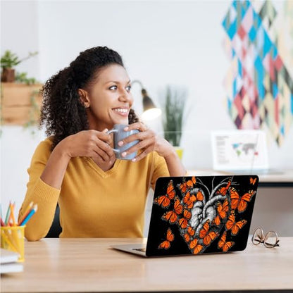 Universal Laptop Skin, DIY Cut-to-Fit Vinyl Cover Compatible with HP, Dell, Lenovo, Mac (13.3" to 15.6"), Anti-Scratch, No Residue & Bubble-Free Protective Decal Sticker, Gothic Heart Butterfly - color: Gothic Heart Butterfly