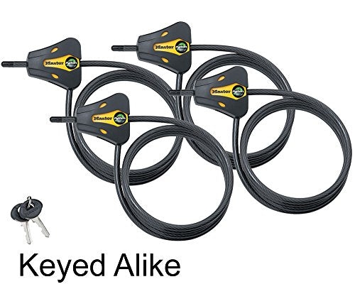 Master Lock - Keyed Alike Trail Camera Python Adjustable Cable Locks w/8 Keys, Model# 8419KA-4 - size: 4 Pack