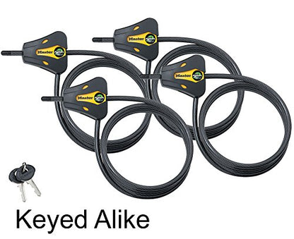 Master Lock - Keyed Alike Trail Camera Python Adjustable Cable Locks w/8 Keys, Model# 8419KA-4 - size: 4 Pack