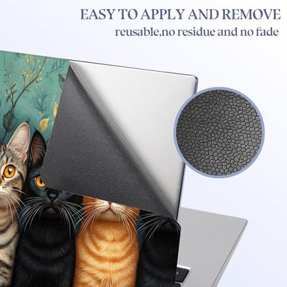 Universal Laptop Skin Sticker Decal,15.6 Inch Laptop Vinyl Cover for 13" 14" 15.6" Laptop,Scratch-Resistant Waterproof Protector Wrap,Reusable with Wrist Pads,Botanical Cat Lineup - color: Botanical Cat Lineup