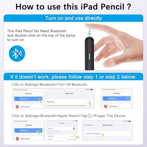 Stylus Pencil for iPad A16/11th Gen(2018-2026),2Pack Active iPad Pen Fast Charging Palm Rejection&Tilt Sensitivity Compatible iPad 11-6th,iPad Pro M5/12.9"/11",iPad Air M4/M3/M2/5/4/3,Mini 7/6/5-Black - color: Black, size: 2pack