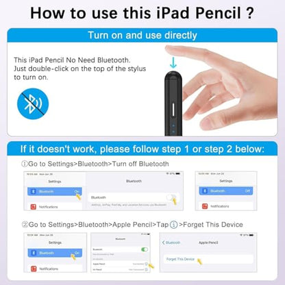Stylus Pencil for iPad A16/11th Gen(2018-2026),2Pack Active iPad Pen Fast Charging Palm Rejection&Tilt Sensitivity Compatible iPad 11-6th,iPad Pro M5/12.9"/11",iPad Air M4/M3/M2/5/4/3,Mini 7/6/5-Black - color: Black, size: 2pack
