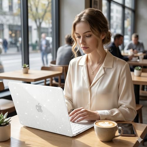 Batianda StarryMist Case for MacBook Neo 13 Inch 2026, Starry Clear | 4-in-1 Bundle Subtle Glitter Mist Finish, Slim Lightweight Shell, Everyday Protection for MacBook Neo 13 Inch Model A3404 - color: Glitter‌ Clear