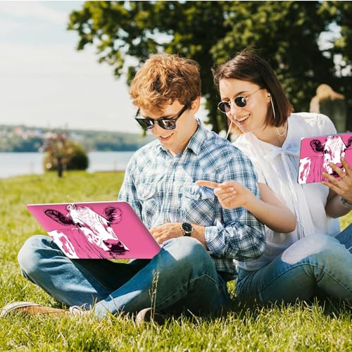 Universal Laptop Skin Sticker with 2 Wrist Pad Skins, Waterproof Scratch Resistant Vinyl Laptop Cover Decal, Cut to Fit for 11–15.6 Inch MacBook HP Dell Lenovo, Pink Cow - color: Pink Cow