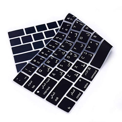 Arabic Language Keyboard Cover for MacBook Pro 13 15 inch 2019 2018 2017 and 2016 with Touch Bar and Touch ID Model: A2159 A1989 A1706/A1990 A1707, USA Version - color: Arabic font