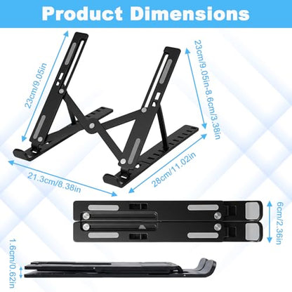 Laptop Stand for Desk, Adjustable 10-Angle Foldable Laptop Riser, Portable Black Plastic Tablet Holder, Ventilated Notebook Stand Compatible with All Laptops up to 17 Inch - color: Black