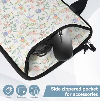 17 inch Laptop Shoulder Bag Carrying Case with Handle Fits 15.6/16/17/17.3/17.4 inch Laptop Notebook (Flowers Swallows, 16-17.3 inch) - color: Flowers Swallows