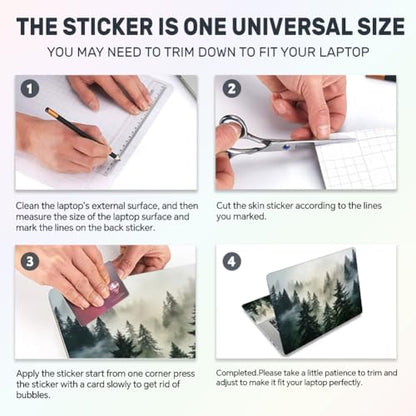 3Pcs Forest Laptop Skin Sticker Blue Scenery Universal Removable Vinyl Stickers Fits for 12.1 13 14 15.6 16 Inch Waterproof Notebook Decal Cover Gift - color: Dark Blue