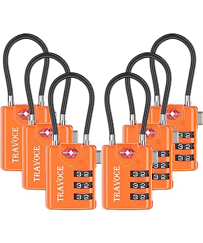 TSA Approved Luggage Locks, Travel Locks Which Also Work Great as Gym Locks, Toolbox Lock, Backpack and More, Orange 6 Pack - color: Orange 6 Pack