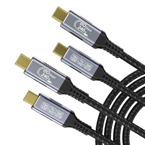 USB Cables Compatible with Thunderbolt 5 Cable [2-Pack 5FT], 80GBPS USB c to USB c Data Transfer Cables, 8K/16k 60Hz@120Hz usbc Monitor Cable for Thunderbolt 4 - size: 2-Pack 5 ft