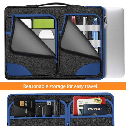 Hseok Laptop Case 15 15.6 16 inch Sleeve with Handle and Hidden Straps,Compatible with MacBook Neo 16",MacBook Pro Air 16" 15", 360°Protective PC Briefcase with 4 Pockets for Accessories,Blue - color: Blue