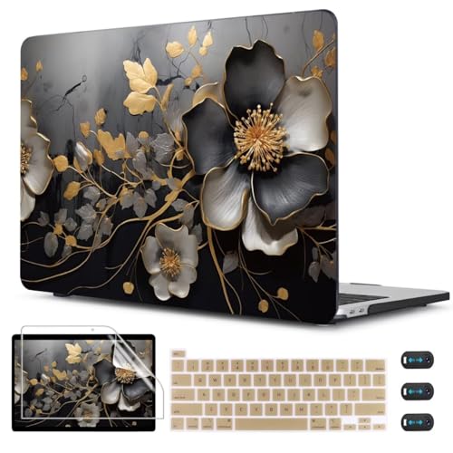 CISSOOK Compatible with MacBook Pro 13 inch M2 M1 Case 2025-2020 | A2338 A2251 A2289 Model with Touch Bar, Plastic Flower Hard Shell &Keyboard Cover&Screen Protector, Abstract Oil Painting - color: Pro13inch-Abstract oil painting