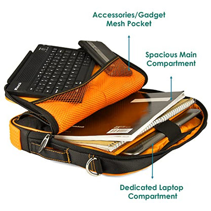 Sleek and Durable Laptop Carry Case -Versatile Office and Travel Messenger Bag with Secure Pockets,Up to 12-inch Laptop Space - color: Orange, size: 15.6 inch