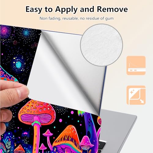Laptop Skin Sticker Decal 15.6 Inch,12 13 13.3 14 15 15.6 in Laptop Netbook Skins for Notebook,Art Decal Removable Waterproof Scratch Resistant,Universal Vinyl Cover,Colorful Mushroom - color: Colorful Mushroom
