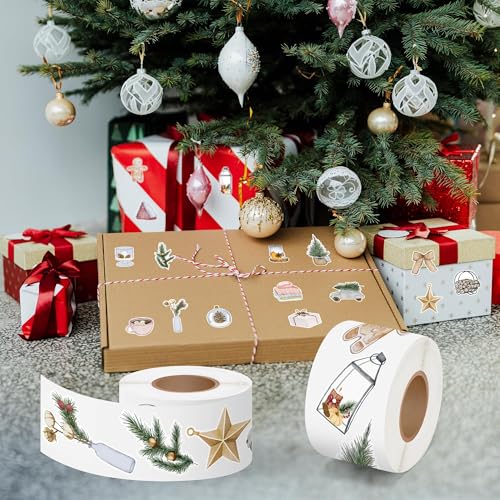 CNhoqc Cozy Winter Stickers Rolls - 1000 Pcs Winter Holiday Cozy Vibe Roll Waterproof Vinyl Reusable Laptop Stickers Coloring Book Scrapbook Water Bottle Page Activity Pad Party Favors Kids Skateboard - style: Christmas Winter Cozy Vibe