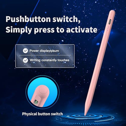Stylus Pen Android for AMZ Tablet HD 10/Max 11 Compatible with Samsung/Lenovo,Accurate， Push-Button Switch On/Off,Long Battery Life+2Tips(NW Pink) - color: NW Pink