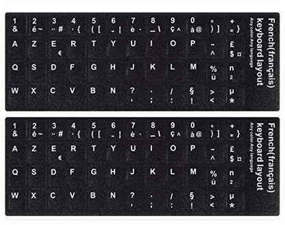 [2PCS Pack] French Keyboard Stickers,Matte Vinyl Keyboard Sticker with White Letters Non-Transparent for PC Computer Laptop Notebook Desktop Keyboards (French) - color: French
