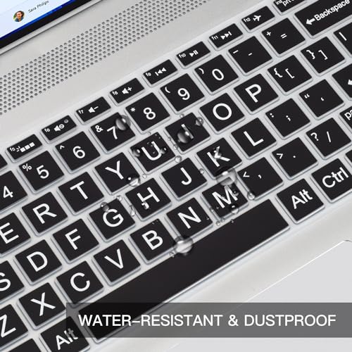 Keyboard Cover for HP 15.6" Laptop15-dw 15-dy 15-ef 15-cc/cs 15t-dw400 15-dy5033dx 15-dy5131wm 15-dy5073dx 15-dy5399nr dy5599nr 15-dy2703dx dy2702dx 15-ef2099nr 15-ef2130wm 15-dw1083wm Skin,Black - color: Black(Large Letters)