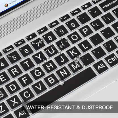 Keyboard Cover for HP 15.6" Laptop15-dw 15-dy 15-ef 15-cc/cs 15t-dw400 15-dy5033dx 15-dy5131wm 15-dy5073dx 15-dy5399nr dy5599nr 15-dy2703dx dy2702dx 15-ef2099nr 15-ef2130wm 15-dw1083wm Skin,Black - color: Black(Large Letters)