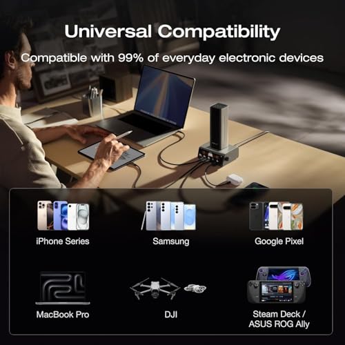 EF ECOFLOW Rapid Pro Power Bank, 4-Port with 300W Max Output, Portable Charger with 140W Built-in Cable, TSA-Approved, Smart APP, 3950x7mAh, for MacBook Pro/Air, iPhone 17/16 Series, Laptops, and More - size: Rapid Pro 27K mAh