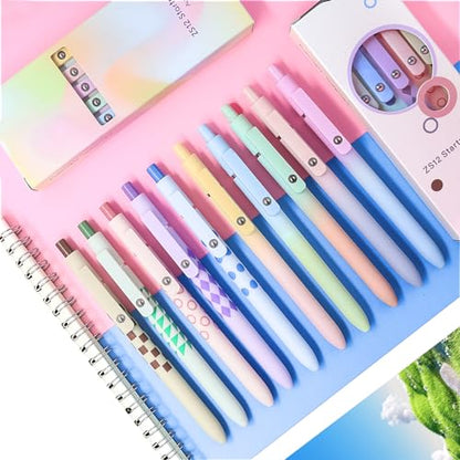 YOXMJDB Gel Pens,10 Pcs Medium Point Smooth Writing Pens Cute Pens for Women, High-End Series 0.7mm Black Ink Pens for Journaling Note Taking, School Office Supplies (10 Pcs Gradient and Geometric) - color: 10 Pcs Gradient and Geometric