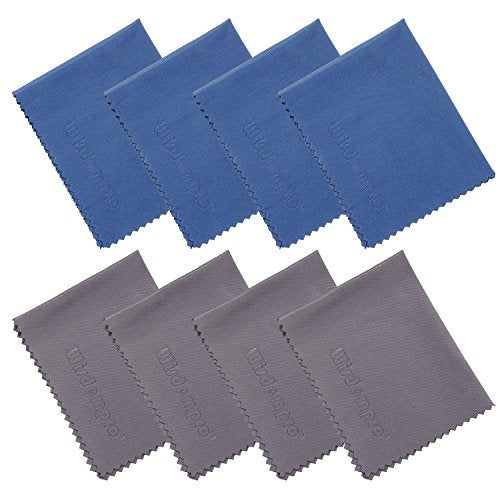 Wisdompro 8-Pack 6x7 Inches Microfiber Cleaning Cloth for Camera Lens, Glasses, Phone, iPhone, iPad, Tablet, Laptop, LCD TV, Computer Screen, Monitor and Other Electronics Device - (4 Blue, 4 Grey) - color: Grey + Blue