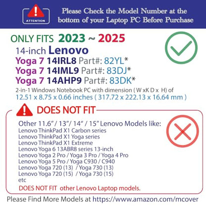 mCover case ONLY Compatible for 2023-2025 14" Lenovo Yoga 7 14IRL8 | 14IML9 | 14AHP9 Series 2-in-1 Windows Notebook Computers (NOT Fitting Any Other Models)- Green
