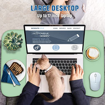 Zapuno Multi-Function Laptop Bed Table with Storage Drawer and Cup Holder, Lap Desk Stand Tray for Eating, Reading and Working - color: Green