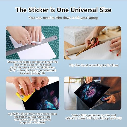 Universal Laptop Skin Sticker with 2 Wrist Pad Skins, Waterproof Scratch Resistant Vinyl Laptop Cover Decal, Cut to Fit for 11–15.6 Inch MacBook HP Dell Lenovo, Dark Rose Butterfly - color: Dark Rose Butterfly