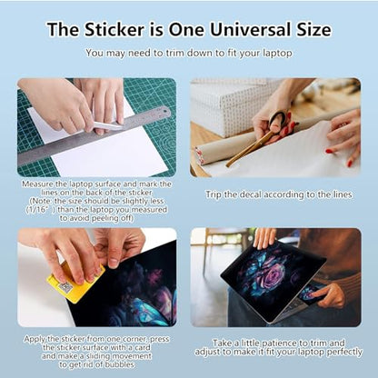 Universal Laptop Skin Sticker with 2 Wrist Pad Skins, Waterproof Scratch Resistant Vinyl Laptop Cover Decal, Cut to Fit for 11–15.6 Inch MacBook HP Dell Lenovo, Dark Rose Butterfly - color: Dark Rose Butterfly