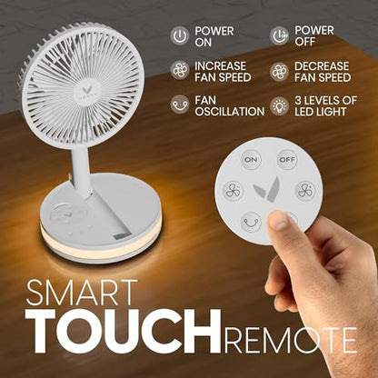 VENTY Portable Fan - Wireless Battery Operated Fan - 4 Speeds - LED Lighting - Carry Case & Remote Control - Cruise Travel - Outdoor Travel RV Power Bank With USB-C Port (White with Case) - color: White