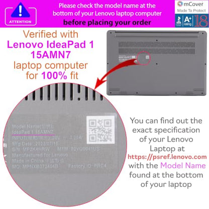mCover Case Compatible ONLY for 2022-2024 15" Lenovo IdeaPad 1 Series (15ADA7 / 15AMN7 / 15ALC7 / 15IAU7 / 15IGL7 / 15IJL7 / 15IRU7) Windows Laptops (NOT Fitting Any Other Models)- Black - color: Black