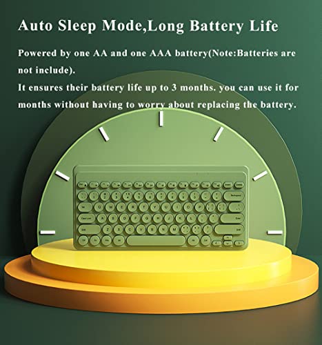 Compact Keyboard MouseCombo,JieruiDeng 79-Key Retro Mini Cute Computer Keyboard 2.4G USB Wireless and Silent Mice Set for Laptop Desktop PC iPad (Green) - color: Green