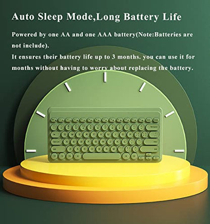 Compact Keyboard MouseCombo,JieruiDeng 79-Key Retro Mini Cute Computer Keyboard 2.4G USB Wireless and Silent Mice Set for Laptop Desktop PC iPad (Green) - color: Green