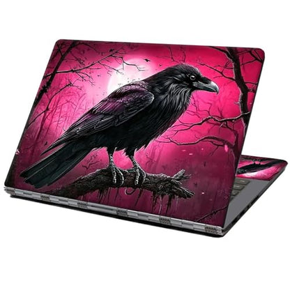 Laptop Skin Sticker Decal 12" 13" 13.3" 14" 15" 15.6",Waterproof Scratch Resistant Vinyl,Reusable Easy to Apply,for MacBook HP Dell Notebooks Netbooks Laptop,2 Wrist Pads,Cute Crow Pink - color: Cute Crow Pink