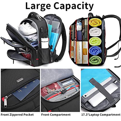 50L Travel Laptop Backpack for Men Women, Extra Large Heavy Duty Big Carry on Backpack for Weekend Airline Approved Fits 17 Inch Computer, Black - color: 50l Black