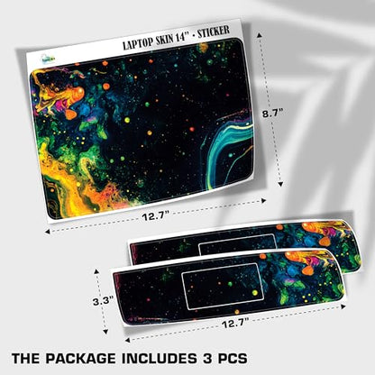 Laptop Skin Decal HP 14" - Hippie, Laptop Cover Sticker, No Cutting Required, No Bubble, Waterproof, Scratch Resistant - Including Wide Screen and Wrist Pad - size: 14 inch