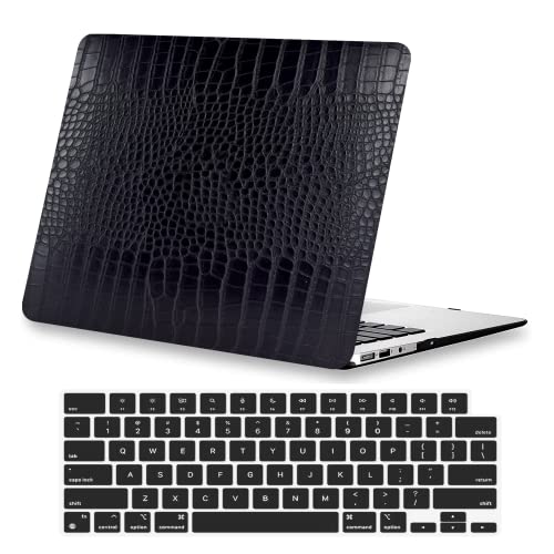 Compatible for MacBook Pro 14 Inch Case 2026 M5, 2021-2025 M4 M3 M2 M1 A3427 A3426 A3434 A3112 A3185 A3401 A2918 A2992 A2779 A2442, Crocodile Skin PU Leather Hardshell & Keyboard Cover, Black - color: # Black Crocodile