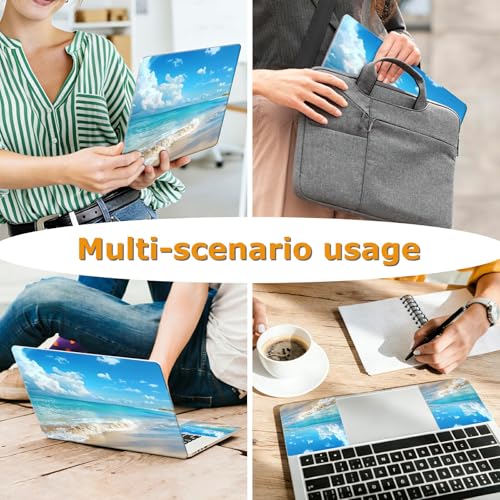 Universal Laptop Skin Sticker with 2 Wrist Pad Decals, 3-Piece Removable Vinyl Laptop Cover, Beach Waterproof Anti-Scratch, Easy-Trim Fit for 13.3" 14" 15.6" Laptops - color: Beach