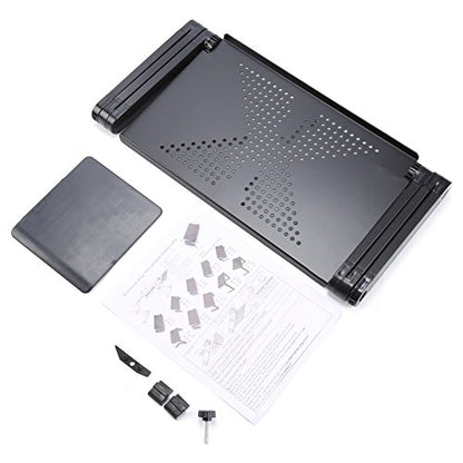 Adjustable Laptop Desk Foldable Lap Laptop Stand Portable Laptop Table Bed Tray Cozy Desk with Cooling Fan and Mouse Pad for Bed Sofa Couch at Home Living Room Bedroom Hospital, Black