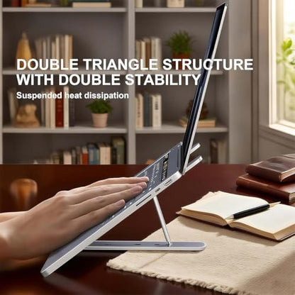 Foldable Laptop Stand with Aluminum Alloy Construction, Portable Notebook Holder with Adjustable Height, Ergonomic Computer Stand for Office and Home Workspace(Black)
