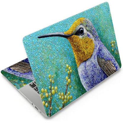 DEGDFSGR 12.1-15.6 Inch Universal Reusable Laptop Skin Sticker Decal, Waterproof Removable Protector for Notebook Cover, Scratch-Resistant Vinyl Cuttable Full Wrap Sticker,Green Stone Blue Hummingbird - color: Green Stone Blue Hummingbird