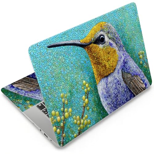 DEGDFSGR 12.1-15.6 Inch Universal Reusable Laptop Skin Sticker Decal, Waterproof Removable Protector for Notebook Cover, Scratch-Resistant Vinyl Cuttable Full Wrap Sticker,Green Stone Blue Hummingbird - color: Green Stone Blue Hummingbird
