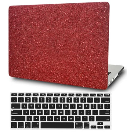 Hard Case Compatible with Old Version MacBook Pro 13 inch Case 2012 2011 2010 2009 2008 Release A1278 with CD-ROM, Leather Laptop Protective Hard Shell & Keyboard Cover, Glitter Red - color: Glitter Red, size: A1278(Pro 13" w/CD-ROM 2008-2012)