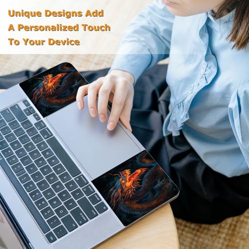 Universal Laptop Skin Sticker with 2 Wrist Pad Decals, 3-Piece Removable Vinyl Laptop Cover, Fire Dragons Waterproof Anti-Scratch, Easy-Trim Fit for 13.3" 14" 15.6" Laptops - color: Fire Dragon